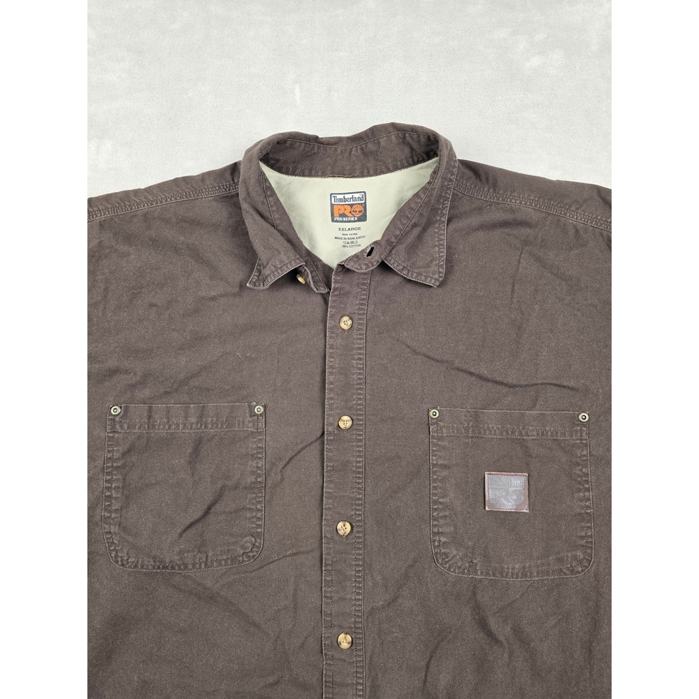 Timberland PRO Series Button Up Shirt Men XXL Brown Long Sleeve Workwear Pockets